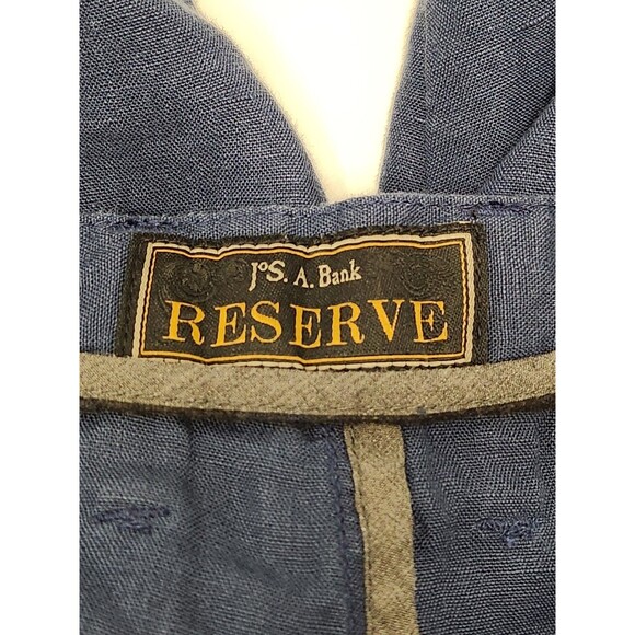 Jos. A Bank Reserve 100% Linen Pants Men's 38x32 Navy Blue Flat Straight Chino - Picture 4 of 6